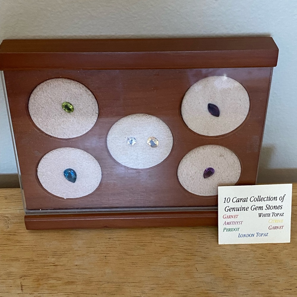 10 Carat genuine gemstone collection with wall frame. Beautiful gems!
